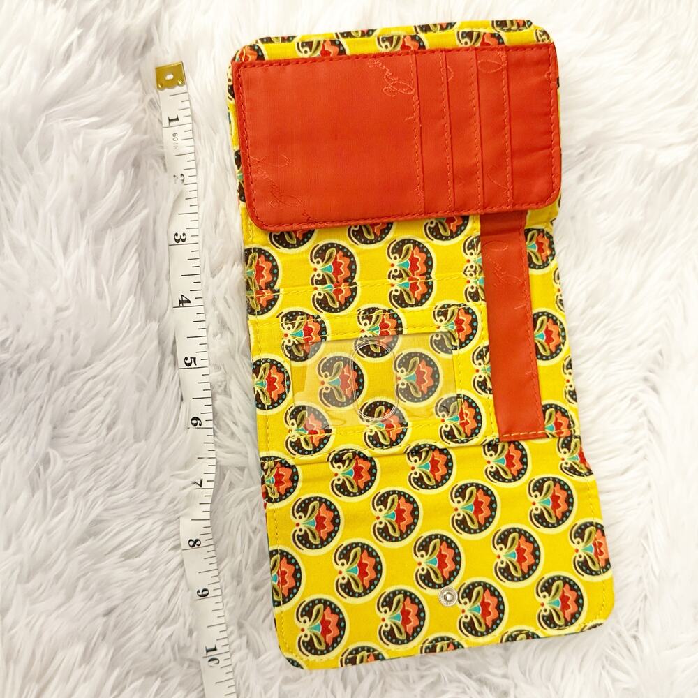 VERA BRADLEY | Provencal Euro Wallet Yellow Teal Red Multi Paisley Tri-fold - Picture 10 of 10